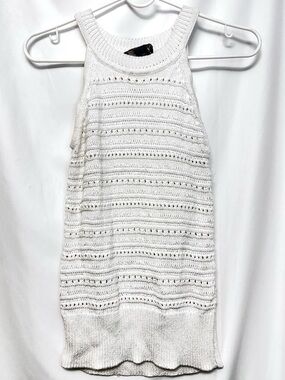 White House Black Market Cream Knit Tank Top XS Textured Sleeveless Sweater